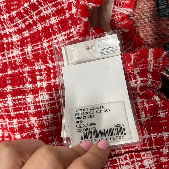 NWT self-portrait Boucle Cut Out Mini Dress in Red size US 6/ UK 10 - Picture 5 of 9
